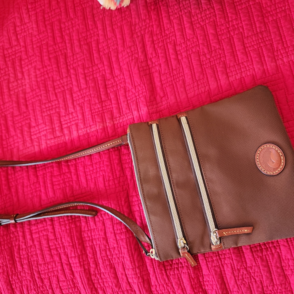 Brown Crossbody Bag with Zipper Accents